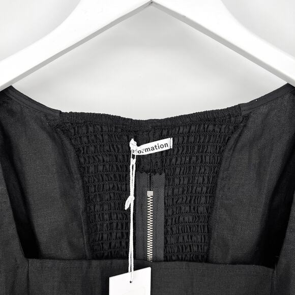 Reformation Yucca Linen Two-Piece Set Black Crop Top & Midi Skirt Size 2 NWT - Picture 4 of 10